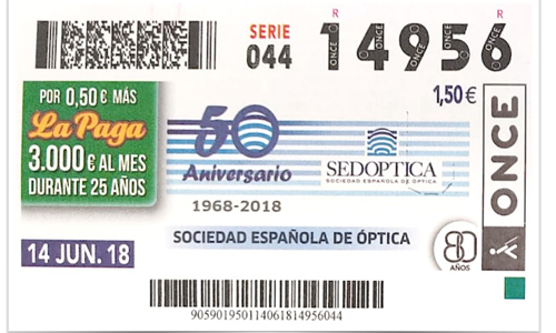 Cupón de la ONCE 50º SEDOPTICA